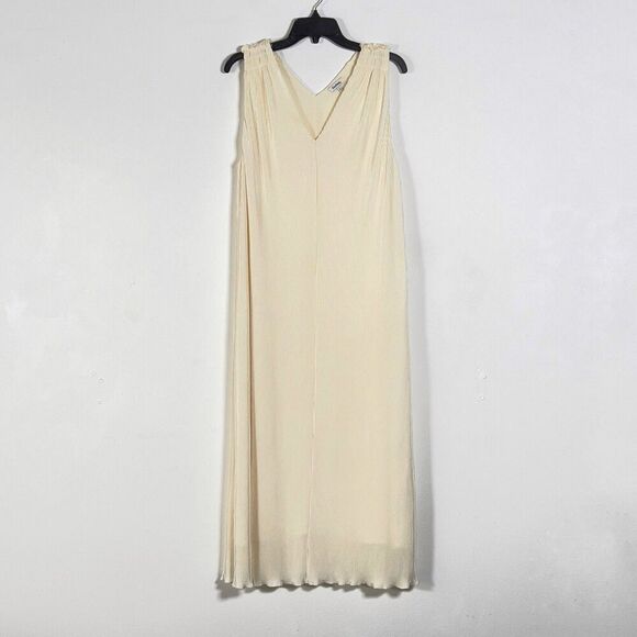 Darling Society Espresso Plisse Maxi Dress Womens Sz S Beige V-Neck Sleeveless - Picture 5 of 16